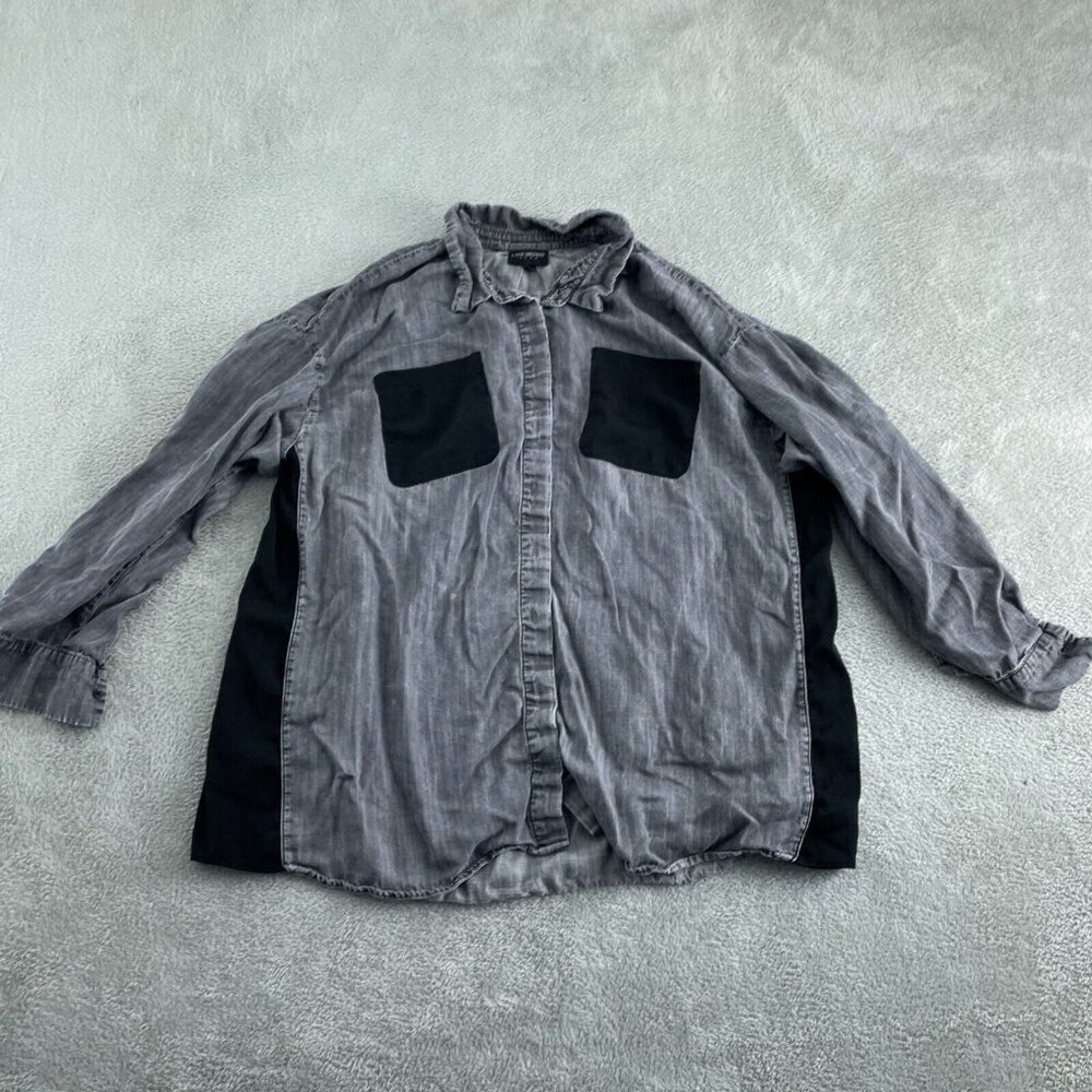 Lane Bryant Womens Gray & Black Button-Up Shirt Size 22 2063